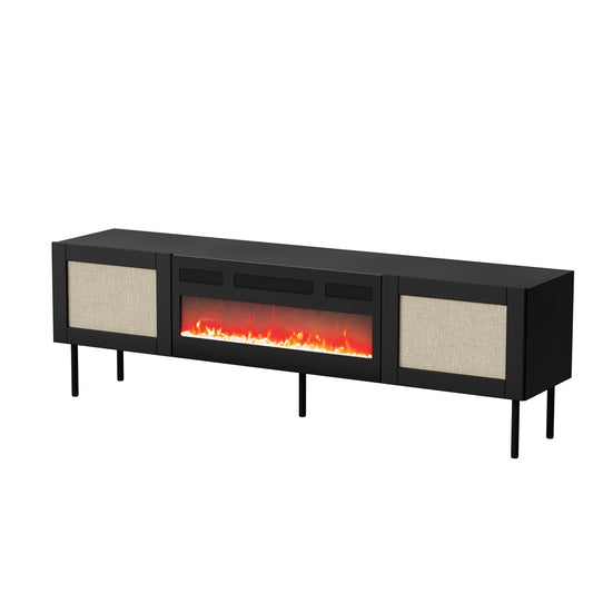 RTV cabinet JUTA fireplace 180x39.5x55.5 black linol Calabria
