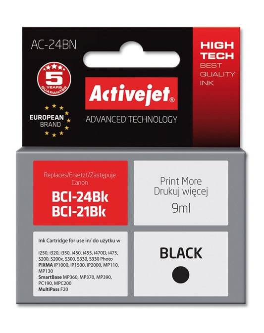 Activejet AC-24BN ink (replaces Canon BCI-24Bk; Supreme; 9 ml; black)