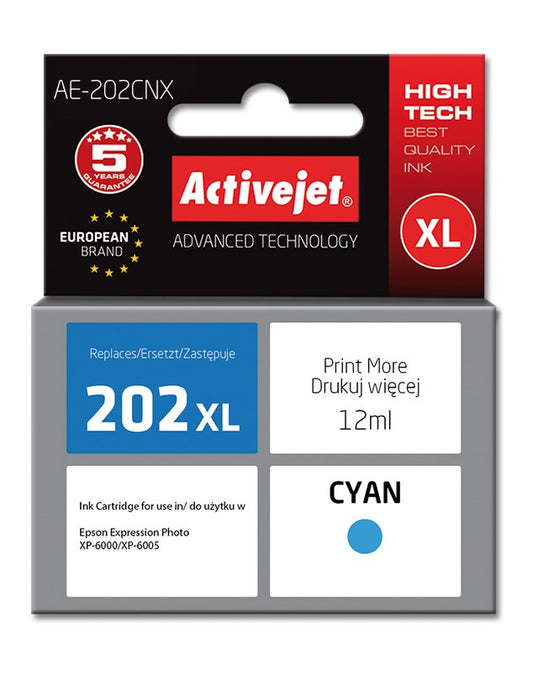 Activejet AE-202CNX ink (replacement ink Epson 202XL H24010; Supreme; 12 ml; cyan)