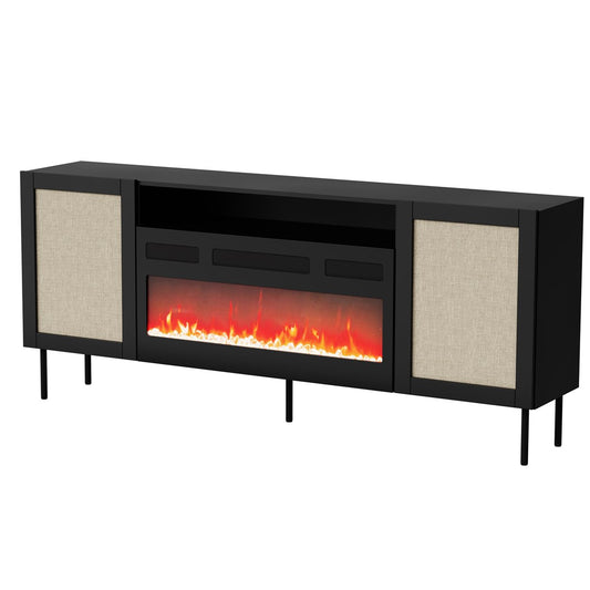 JUTA EF chest of drawers + electric fireplace 202x39.5x85 black + linoleum Calabria