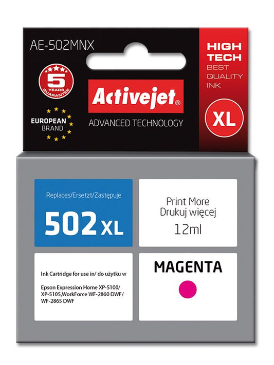 Activejet AE-502MNX ink (replacement ink Epson 502XL W34010; Supreme; 12 ml; magenta)