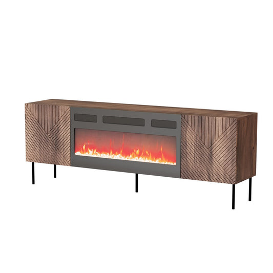 ART DECO EF RTV cabinet fireplace 190.5x40x68.9 walnut