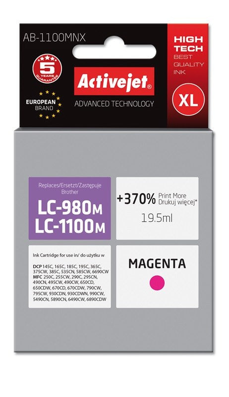Activejet AB-1100MNX muste (korvaa Brother LC1100/LC980M:lle; Supreme; 19,5 ml; magenta) - KorhoneCom