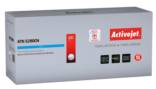 Activejet ATK-5280CN -väriaine (korvaa Kyocera TK-5280C:lle; Supreme; 11000 sivua; syaani) - KorhoneCom