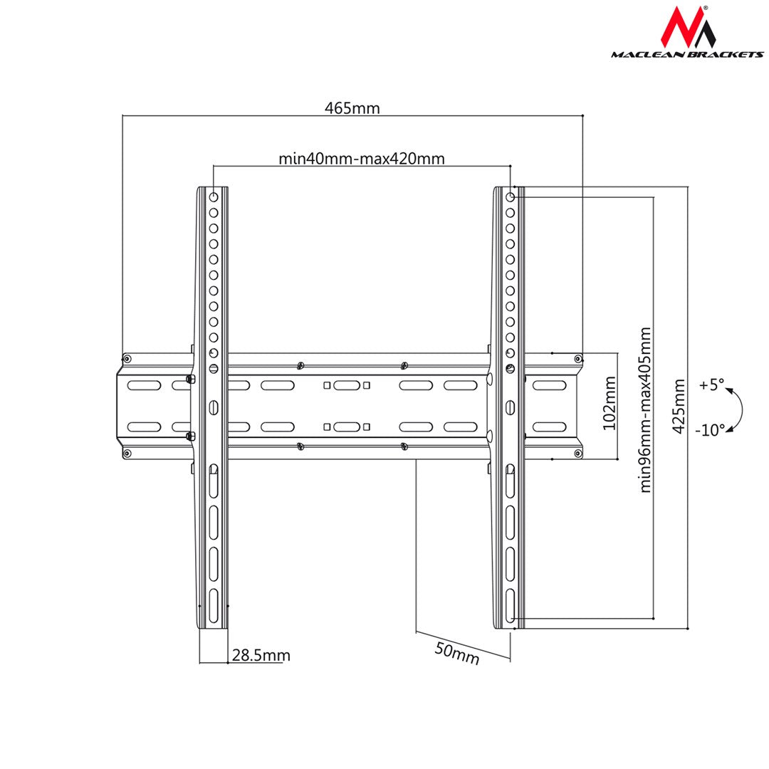 LCD LED Plasma TV Seinäkiinnitys Ohut kiinnitys Max. 32-55 Jopa 35 kg Maclean MC-748 - KorhoneCom