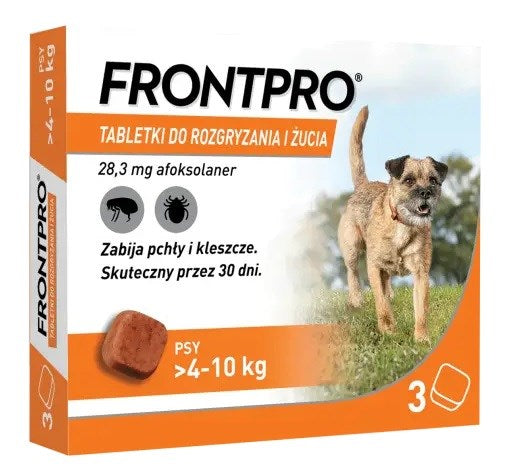FRONTPRO kirppu- ja puutiaistabletit koiralle (>4-10 kg) - 3x 28 3mg - KorhoneCom