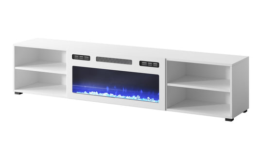 RTV cabinet POLO 180x33x39 white fireplace white