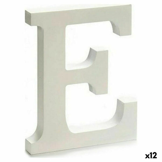 Letter E Wood White (1.8 x 21 x 17 cm) (12 parts)