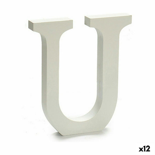 Letter U Wood White (1.8 x 21 x 17 cm) (12 parts)