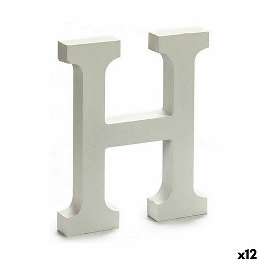 Letter H Wood White (1.8 x 21 x 17 cm) (12 parts)