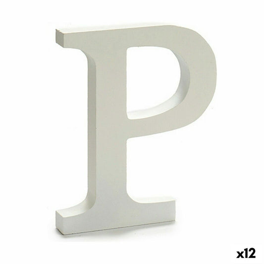 Letter P Wood White (1.8 x 21 x 17 cm) (12 parts)