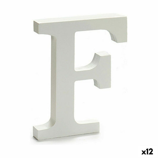 Letter F Wood White (1.8 x 21 x 17 cm) (12 parts)