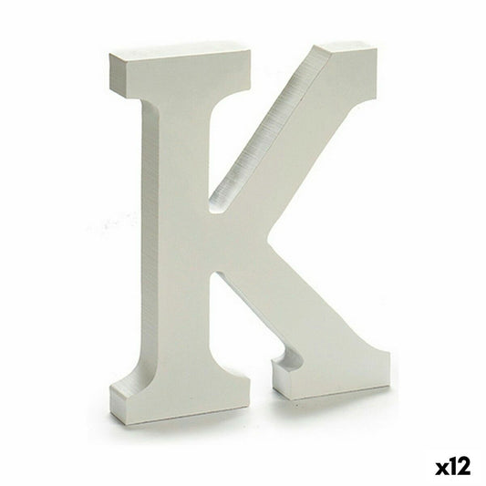 Letter K Wood White (1.8 x 21 x 17 cm) (12 parts)