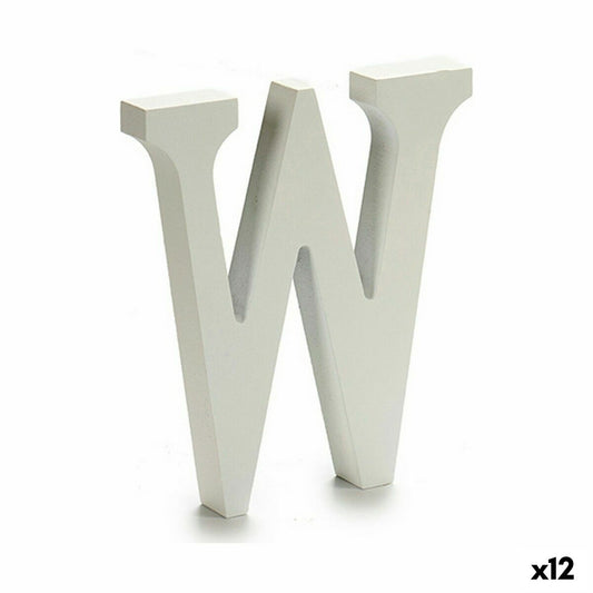 Letter W Wood White (1.8 x 21 x 17 cm) (12 parts)
