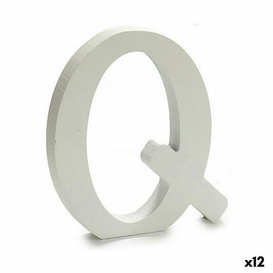 Letter Q Wood White (1.8 x 21 x 17 cm) (12 parts)
