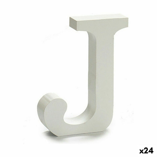 Letter J Wood White (2 x 16 x 14.5 cm) (24 parts)