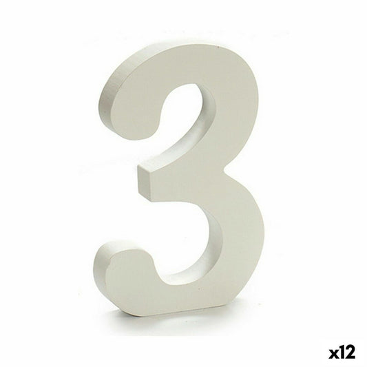 Numbers 3 Wood White (1.8 x 21 x 17 cm) (12 parts)