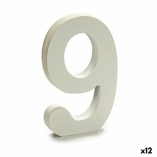 Numbers 9 Wood White (1.8 x 21 x 17 cm) (12 parts)