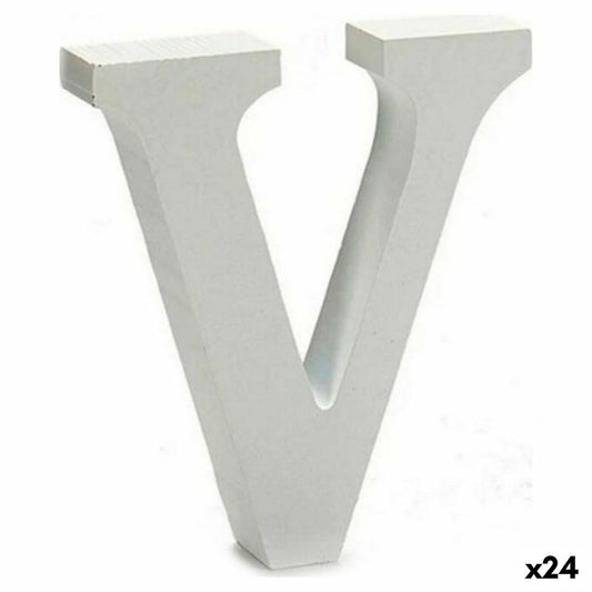 Letter V 2 x 11 cm Wood White (24 parts)