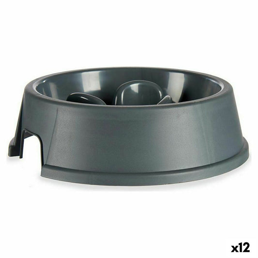 Anti-gobbling cup for pets Anthracite gray Plastic (27 x 7.5 x 27 cm) (12 parts)