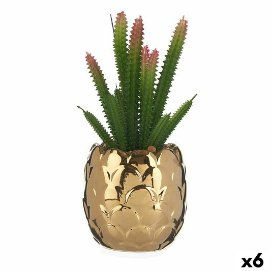 Decorative plant Ceramic Gilded Cactus Green Plastic 6 parts