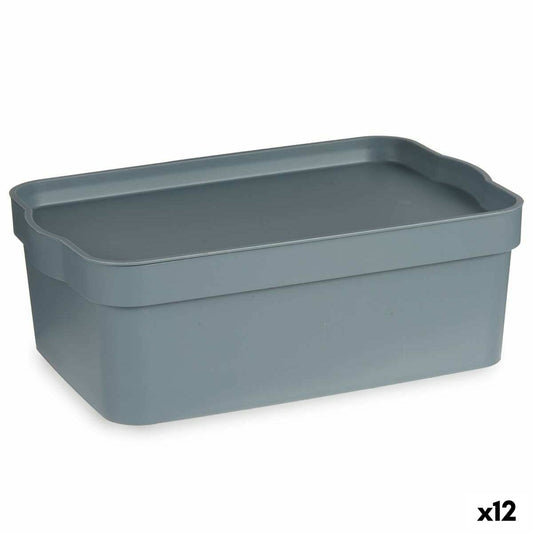 Storage box with lid Gray Plastic 6 L (21.5 x 11 x 32 cm) (12 parts)