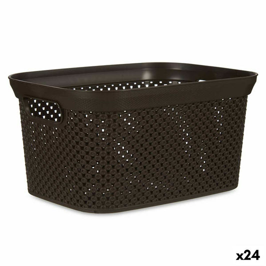 Basket Organizer Brown Plastic 5 L (24 parts)