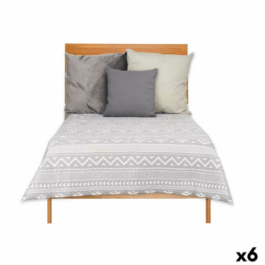 Double-sided bedspread 180 x 260 cm Ethnic White Gray (6 parts)