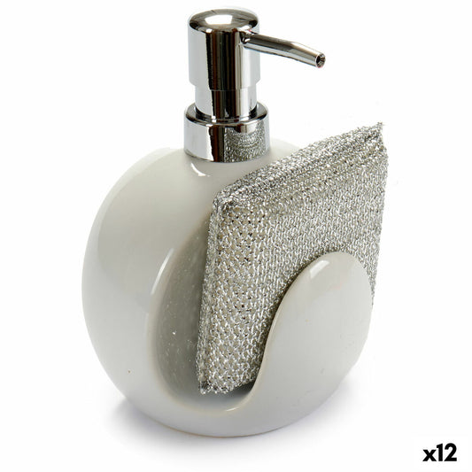 2-in-1 detergent dispenser for the kitchen sink White Ceramic 400 ml 9.5 x 15.5 x 11.5 cm (12 parts)