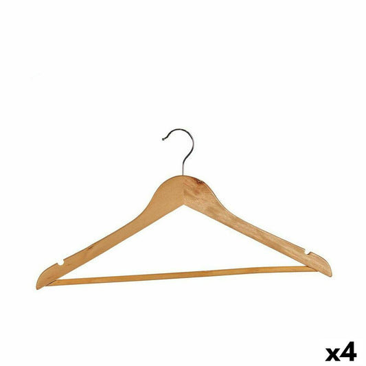 Clothes hanger set Natural brown Wood 45.5 x 21.5 x 1 cm (4 parts)