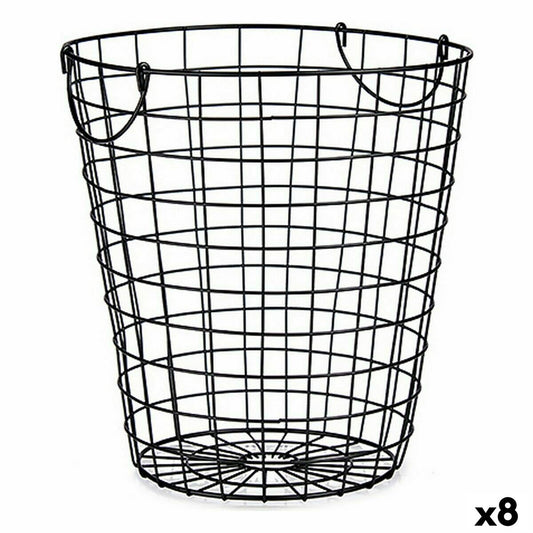 Basket With Handles Black Steel 30 x 30 x 30 cm (8 parts)