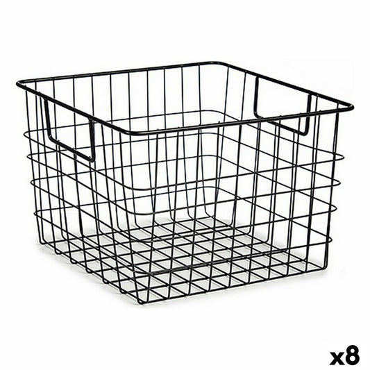 Basket With Handles Black Steel 29 x 19.5 x 32 cm (8 parts)