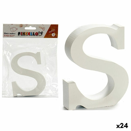 Letter S White Wood 2 x 16 x 14.5 cm (24 parts)