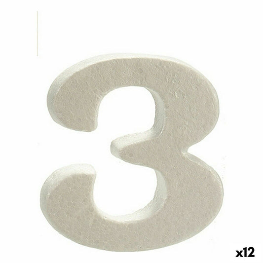 Numbers 3 White polystyrene 2 x 15 x 10 cm (12 parts)