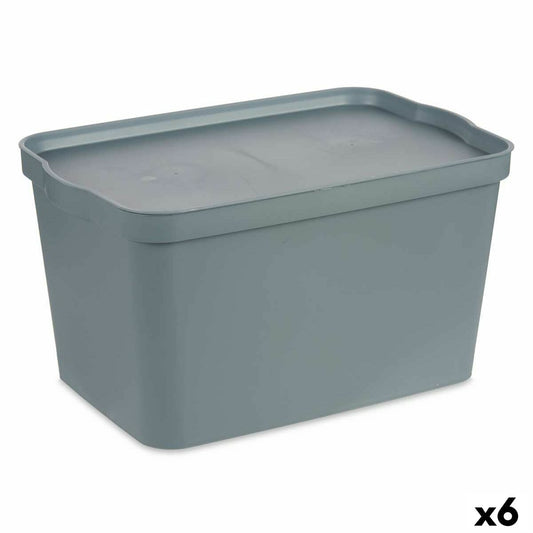 Storage box with lid Gray Plastic 24 L 29.3 x 24.5 x 45 cm (6 parts)