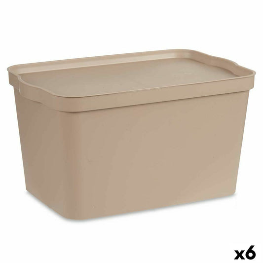 Storage box with lid Beige Plastic 24 L 29.3 x 24.5 x 45 cm (6 parts)