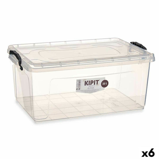 Storage box with lid Transparent Plastic 22 L 32 x 20.5 x 50 cm (6 parts)