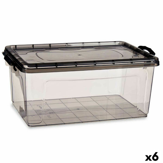 Storage box with lid Anthracite gray Plastic 22 L 32 x 20.5 x 50 cm (6 parts)
