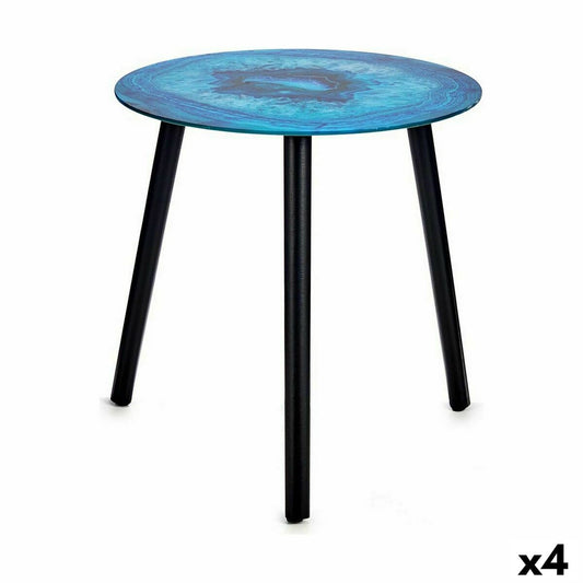 Side table Marble Black Turquoise Crystal 40 x 41.5 x 40 cm (4 parts)
