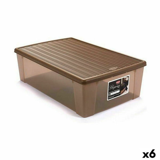 Storage box with lid Stefanplast Elegance Beige Plastic 38.5 x 17 x 59.5 cm (6 parts)