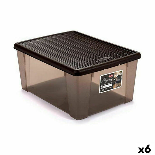 Storage box with lid Stefanplast Elegance Brown Plastic 15 L 29 x 17 x 39 cm (6 parts)