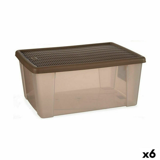 Storage box with lid Stefanplast Elegance Brown Plastic 29 x 17 x 39 cm (6 parts)