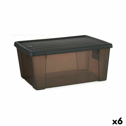 Storage box with lid Stefanplast Elegance Gray Plastic 15 L 29 x 17 x 39 cm (6 parts)