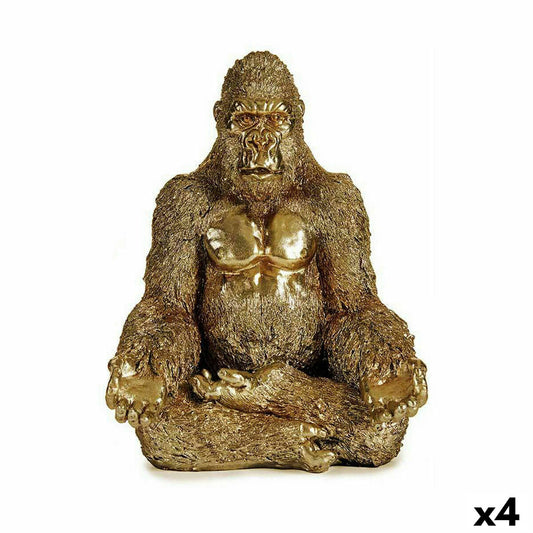 Decorative figure Gorilla Yoga Gilded 19 x 26.5 x 22 cm (4 parts)