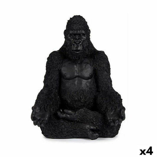Decorative figure Gorilla Yoga Black 19 x 26.5 x 22 cm (4 parts)