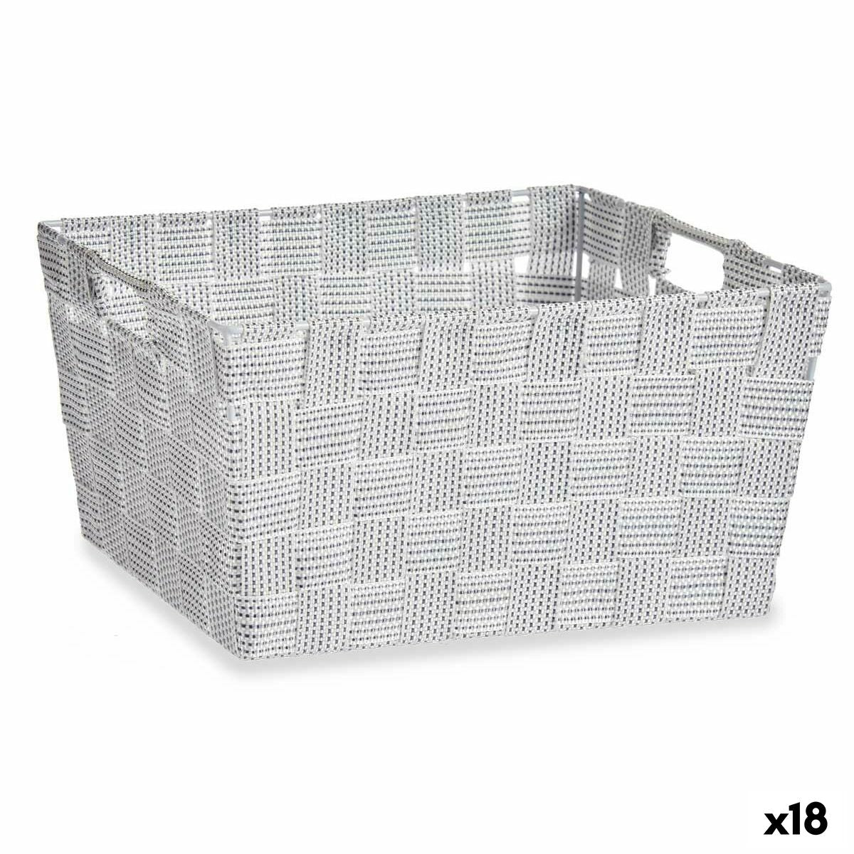 Multipurpose basket White Fabric 30.4 x 14 x 20 cm (18 parts)