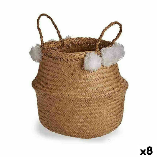 Decorative basket White Natural Rattan 25 L 30 x 35.5 x 31 cm (8 parts)