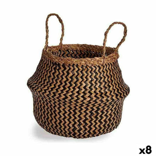 Decorative basket Black Natural Wickers 8 L 31 x 38 x 31 cm (8 parts)