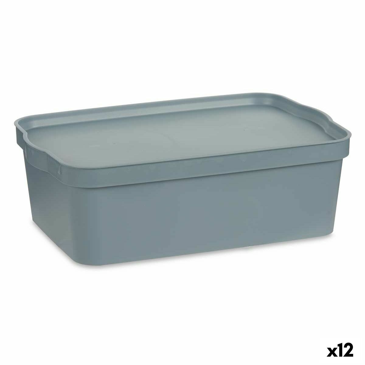 Storage box with lid Gray Plastic 14 L 29.5 x 14.3 x 45 cm (12 parts)