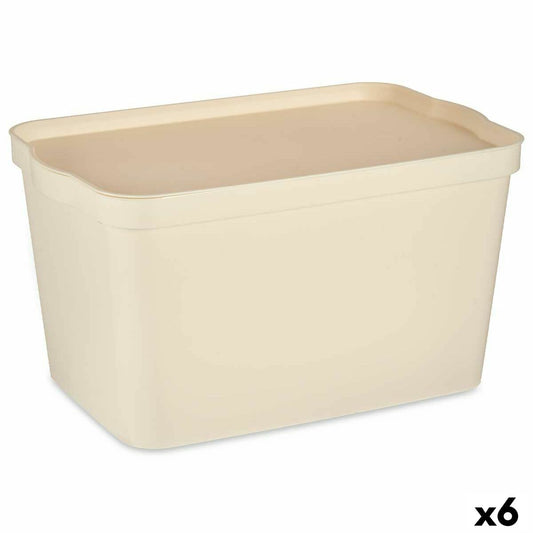 Storage box with lid Cream Plastic 24 L 29.3 x 24.5 x 45 cm (6 parts)
